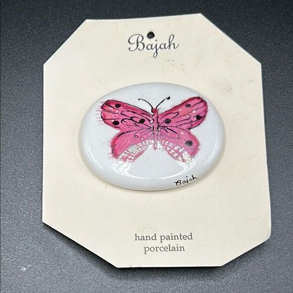 Vintage Jewelry - BOGO Free Jewelry…New‎ Bajah Signed Hand Painted Butterfly Porcelain Brooch Pin